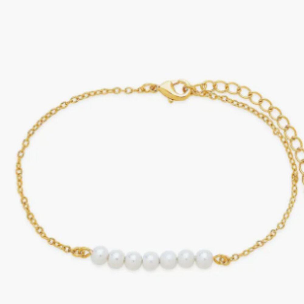 NWT Sterling Forever 14K Yellow Gold Plated Imitation Pearl Bracelet